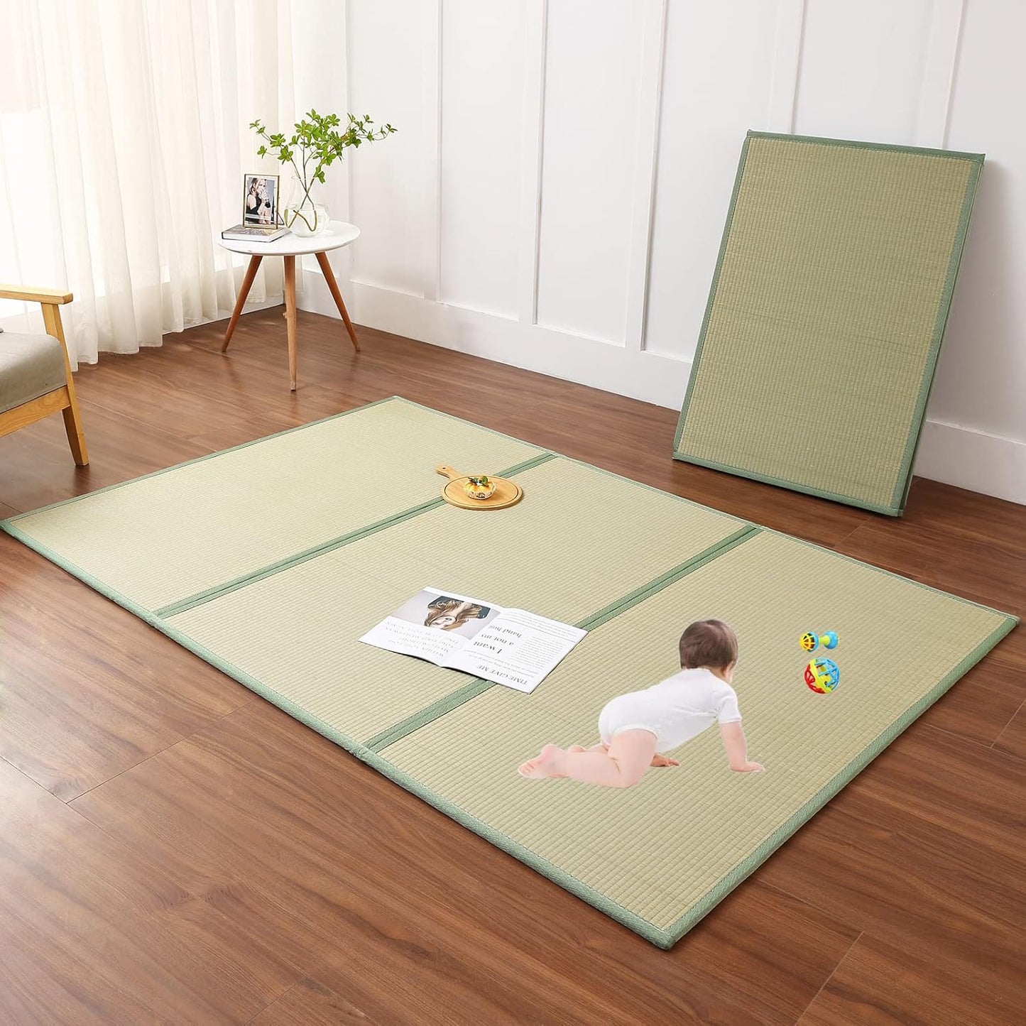 Tatami Mat (Twin 79" X 39" X 0.5"), Japanese Traditional Tatami Mattress, Natural Rush Grass Floor Tatami Futon Mattress for Sleeping, Sitting, Yoga, Relaxing (Twin)