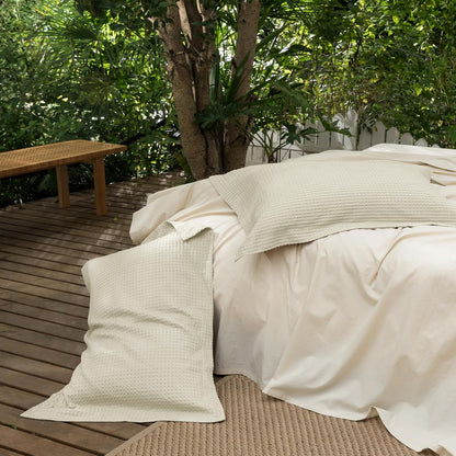 100% Cotton Waffle Weave Pillowcases 2 Pack King Size, 20X36 Inches Ultra Soft & Breathable Pillow Shams - Skin-Friendly Decorative Luxury Pillow Covers without Insert, Coconut White