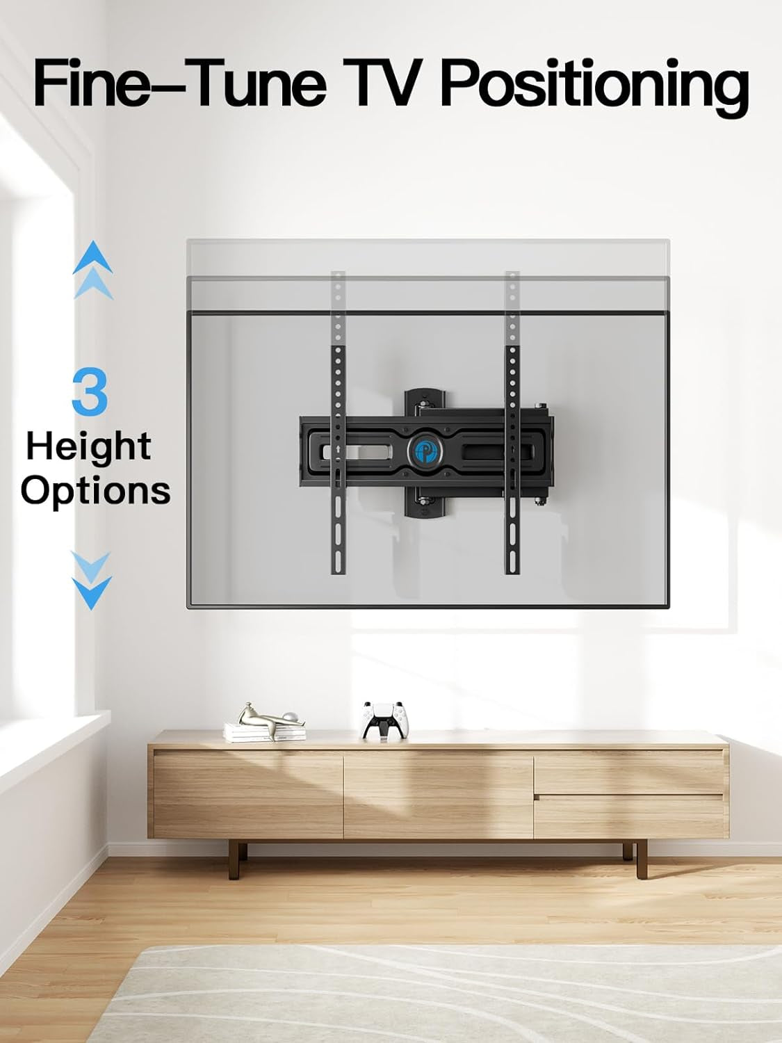 Full Motion TV Wall Mount for Most 26-60 Inch Flat & Curved Tvs up to 77 Lbs, Adjustable Bracket Height, Single Articulating Arm, Extension, Max VESA 400X400Mm, PIMF9
