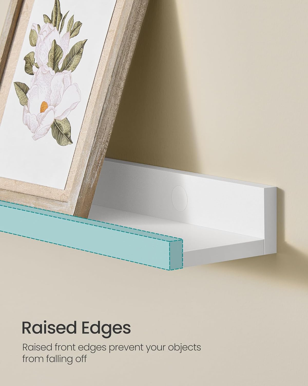 Floating Shelves, Set of 3 Wall Shelves, 15-Inch Wide, for Photo Frames and Trinkets, for Living Room, Home Office, Kitchen, Bathroom, White ULWS38WT