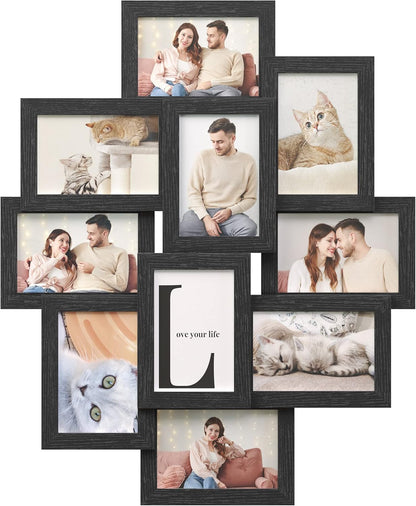 4X6 Collage Picture Frames for Wall Decor, 10 Pack Family Photo Collage Frame Set for Gallery, Glass Front, Assembly Required, Ink Black URPF20BK
