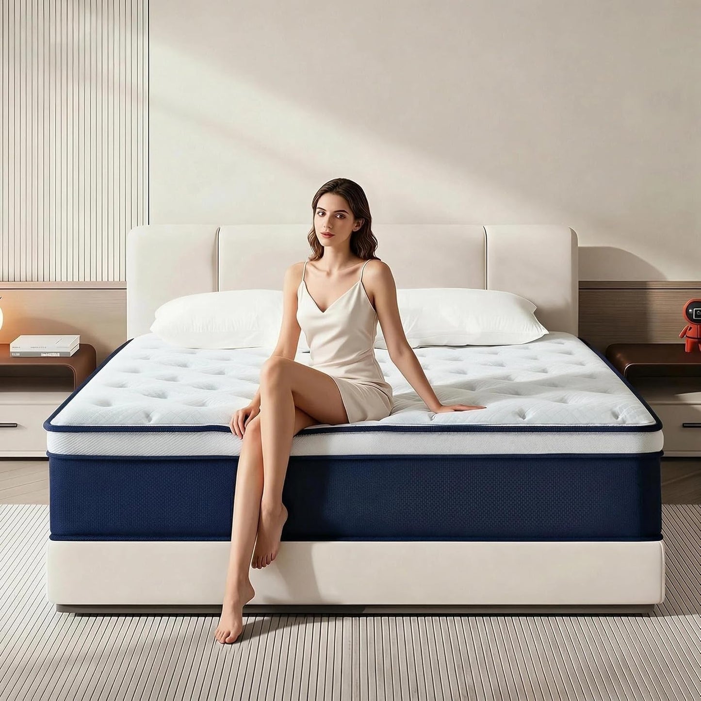 King Mattress,14 Inch King Size Mattresses in a Box, Hybrid Pocket Spring Mattress with Certipur-Us Certified Foam, Fiberglass Free, Cool Sleep Technology 80" X 76"