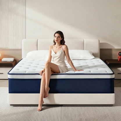 King Mattress,14 Inch King Size Mattresses in a Box, Hybrid Pocket Spring Mattress with Certipur-Us Certified Foam, Fiberglass Free, Cool Sleep Technology 80" X 76"