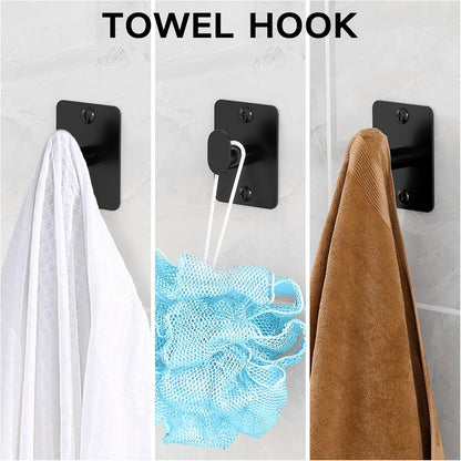 Matte Black Bathroom Accessories Set,  4 Pieces Bathroom Hardware Set, 24 Inch Towel Bar, Towel Racks for Bathroom, Robe Towel Hooks, Toilet Paper Holder Wall Mounted
