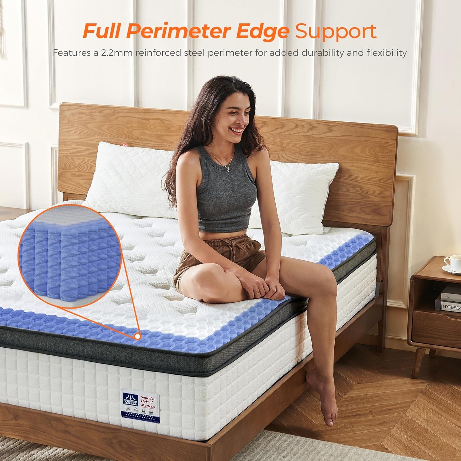14 Inch King Size Mattress in a Box, Luxurious Hybrid Mattress with Pressure Relieving Memory Foam and Individual Pocket Innerspring Coils for Balanced Feel, Certipur-Us Certified