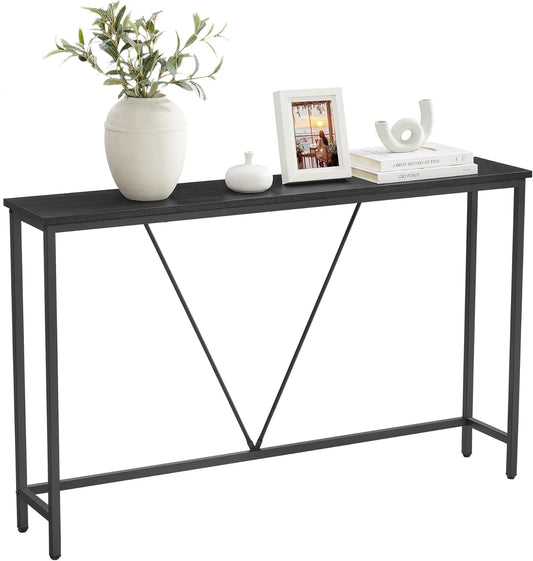 Console Sofa Table, Narrow Entryway Table, for Living Room, Bedroom, Easy Assembly, Charcoal Gray and Ink Black ULNT020B04