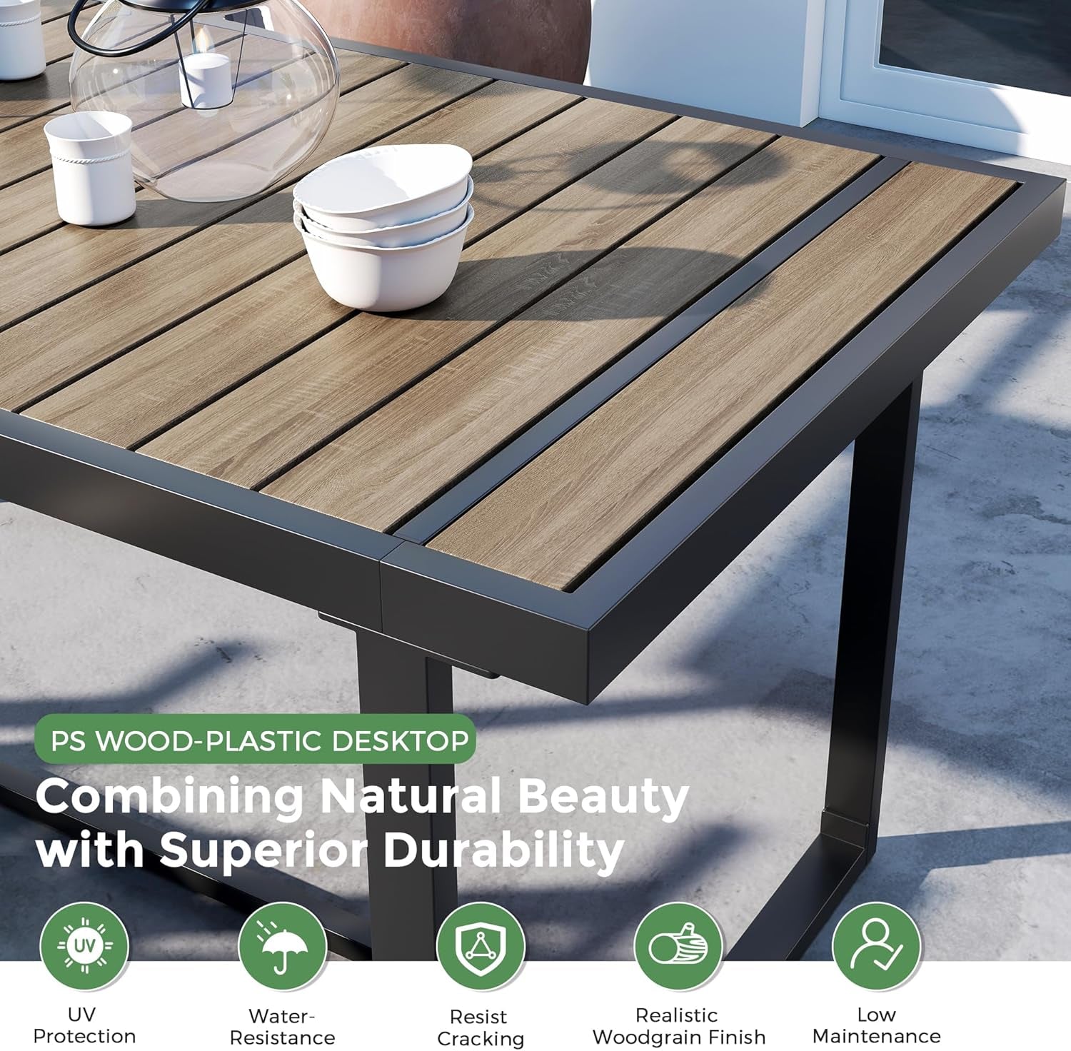 7 Piece Patio Dining Set for 6, Outdoor Furniture Set Includes 67" Rectangle Patio Table and 6 Textilene Dining Chairs, Outdoor Table and Chairs for Outsides, Backyard, Garden and Poolside
