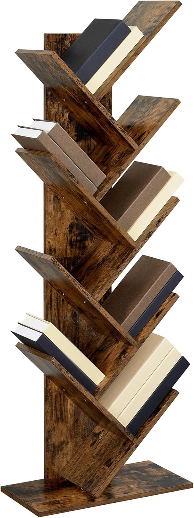 Tree Bookshelf, 9-Tier Bookcase, Large Bookshelf, Space-Saving Corner Shelf, Book Tree, Holds Books, Cds, Games, for Bedroom, Living Room, Home Office, Cloud White ULBC11WTV1