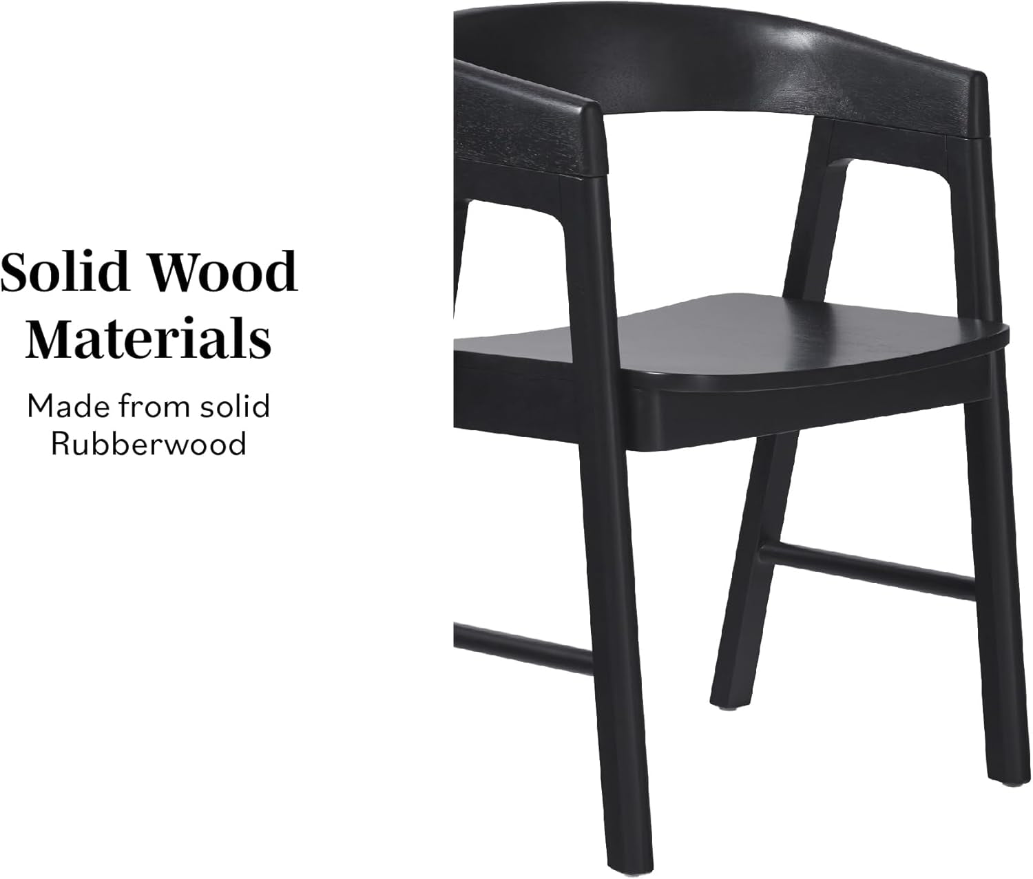 Ezra Modern Solid Wood Rounded Back Dining Chair - Black (Set of 2)