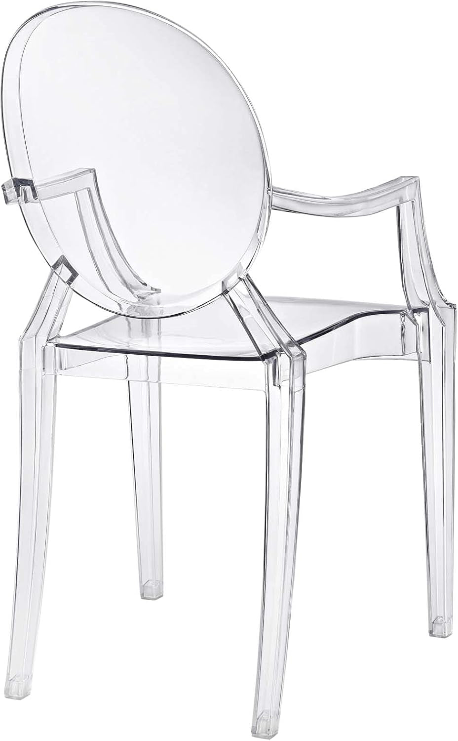 Casper Modern Acrylic Stacking Kitchen and Dining Room Arm Chair in Clear - Fully Assembled
