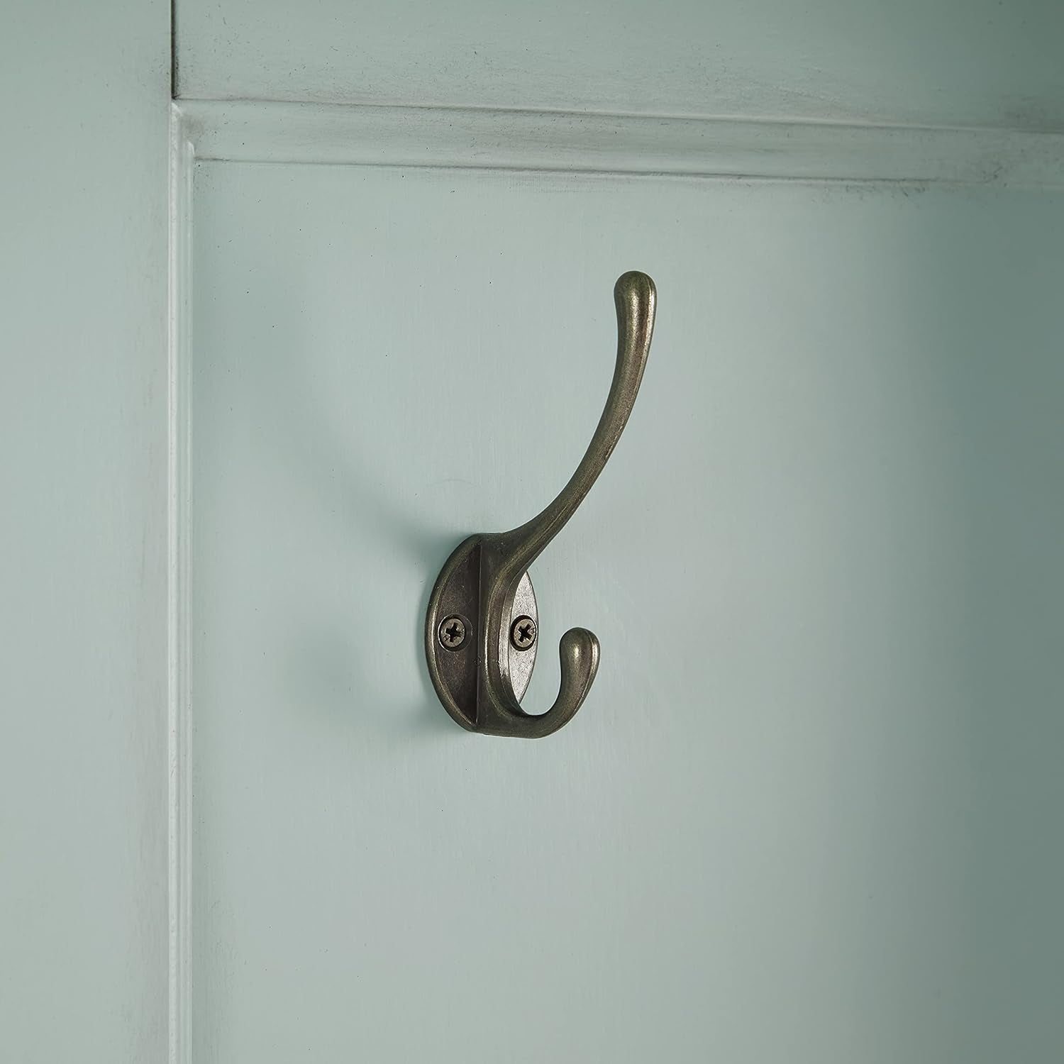 Holbrook Hall Tree with Shoe Rack Bench and Coat Hooks for Hanging Storage, Distressed Seafoam Blue