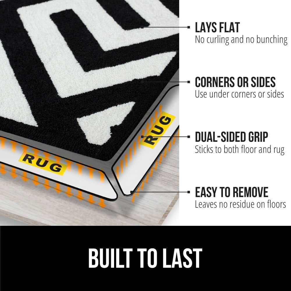 Rug Gripper Pads, Keep Area Rugs Corners from Curling and Bunching, Reusable Dual-Sided Flexible Sticky Pad, Grips Floor Underlayment, Hold Carpet in Place on Hardwood Floors, 8 Pack