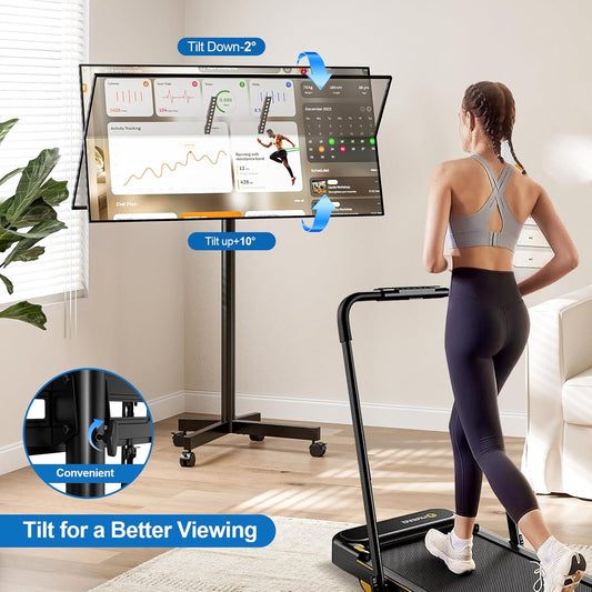 Mobile TV Cart Rolling TV Stand for 23-65 Inch LCD LED OLED 4K Smart Tvs up to 110Lbs, Height Adjustable Portable AV Cart with Wheels and Tilt Mount, Outdoor TV Stand Mount, Max VESA 400X400Mm