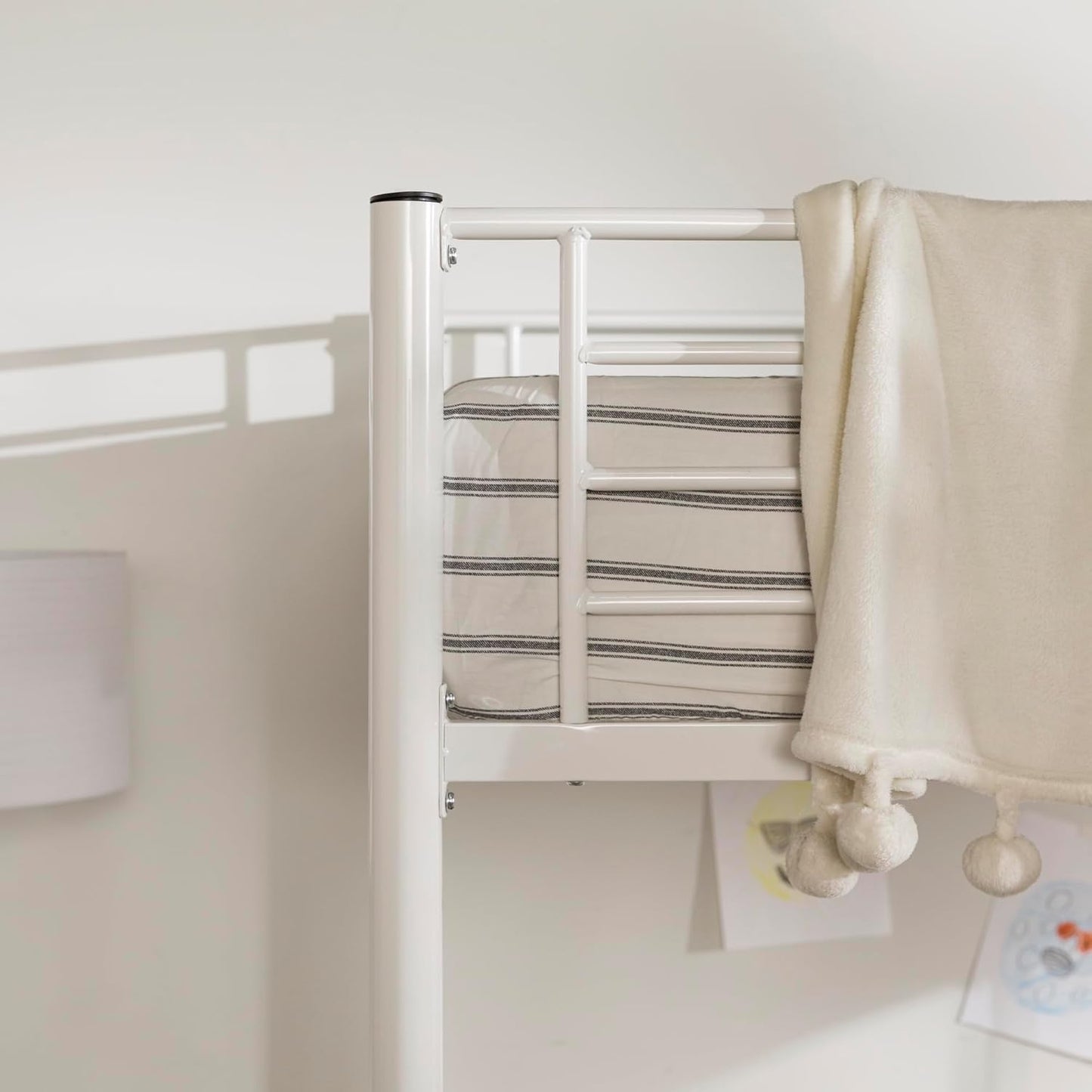 Timothee Urban Industrial Metal Double over Loft Bunk Bed, Full Double, White