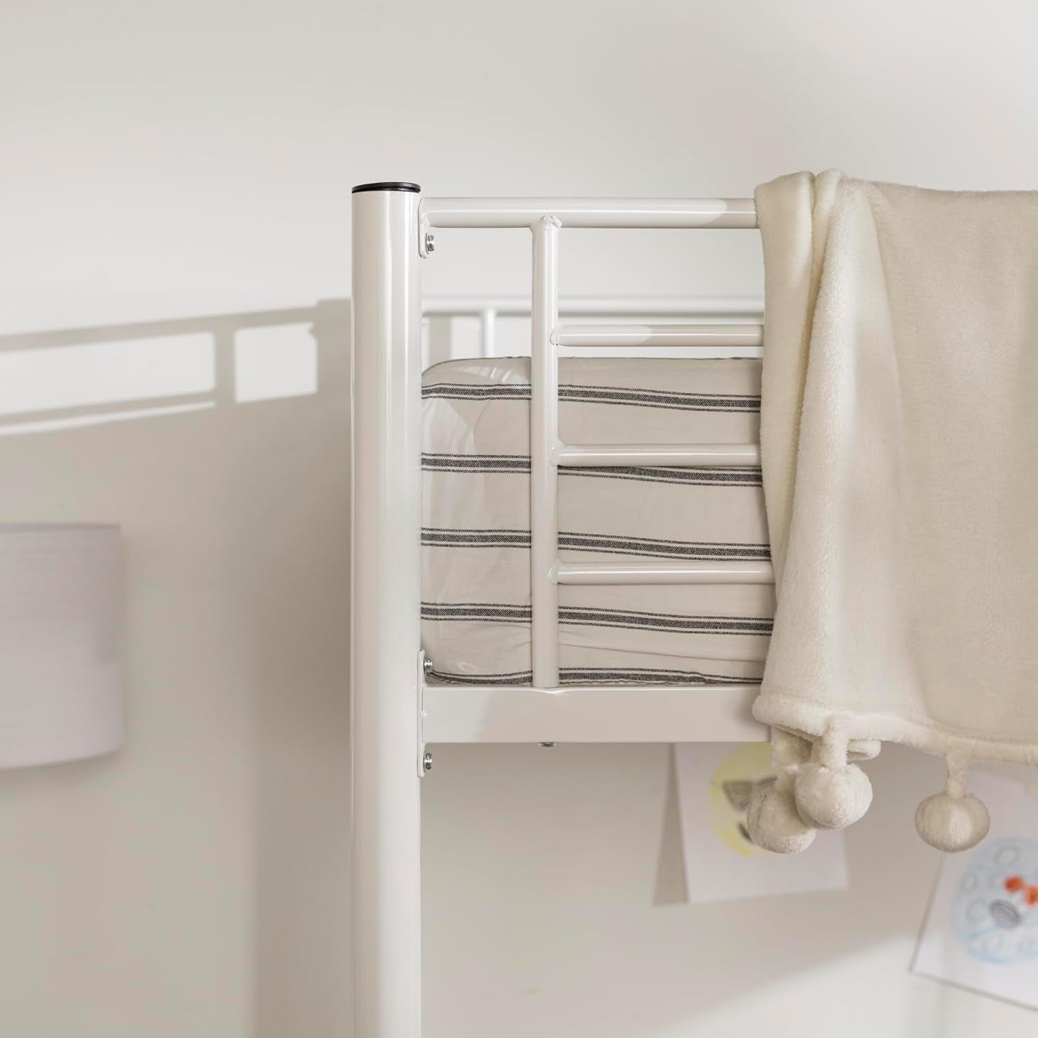 Timothee Urban Industrial Metal Double over Loft Bunk Bed, Full Double, White