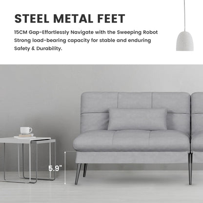 Convertible Futon Sofa Bed, 72″Fabric Futons Couch with Adjustable Backrest, Folding Sleeper Recliner for Living Room Furniture (Grey)