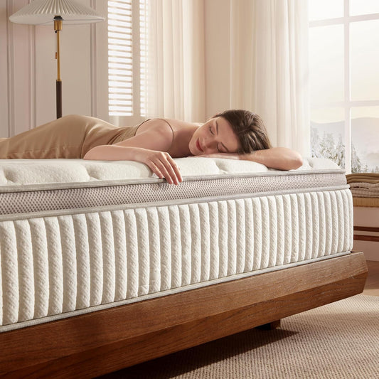 Queen Mattress, 12 Inch Queen Size Cool Memory Foam Mattresses for Pressure Relief, Medium Firm Hybrid Mattress in a Box, Certipur-Us Certified