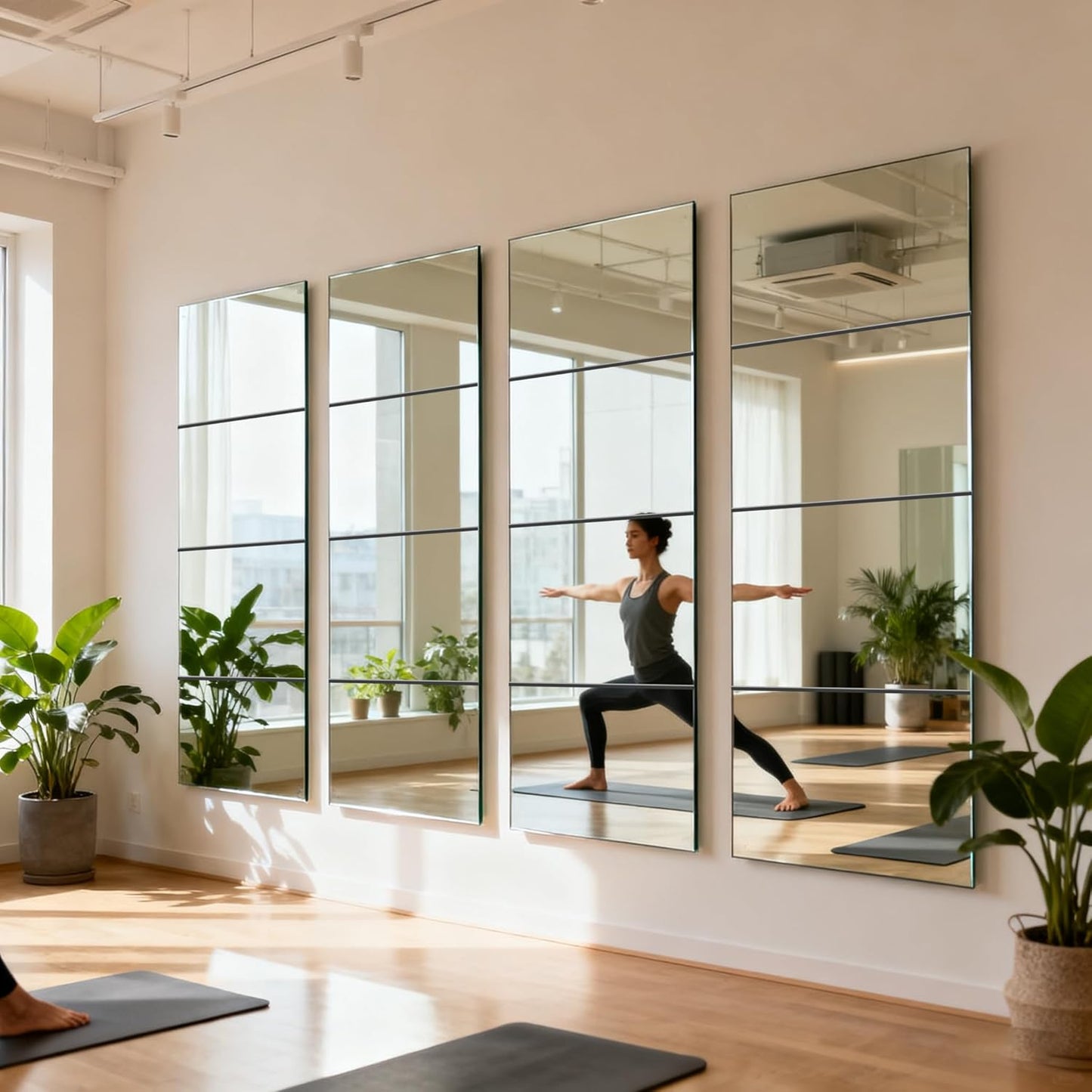 4 Pack Acrylic Mirrors for Wall,8 X 8 Inch Self Adhesive Frameless Small Mirror Tiles, Flexible Plastic Mirror Sheets for Bedroom Home Gym Door (4Pcs 8×8Inch)