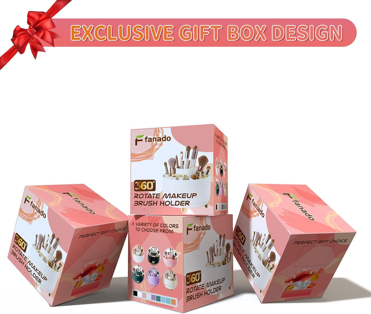 360° Rotate Makeup Brush Holder Organizer, Makeup Organizers Countertop, Makeup Organization and Skincare Storage for Vanity, Desktop, Bathroom (White)