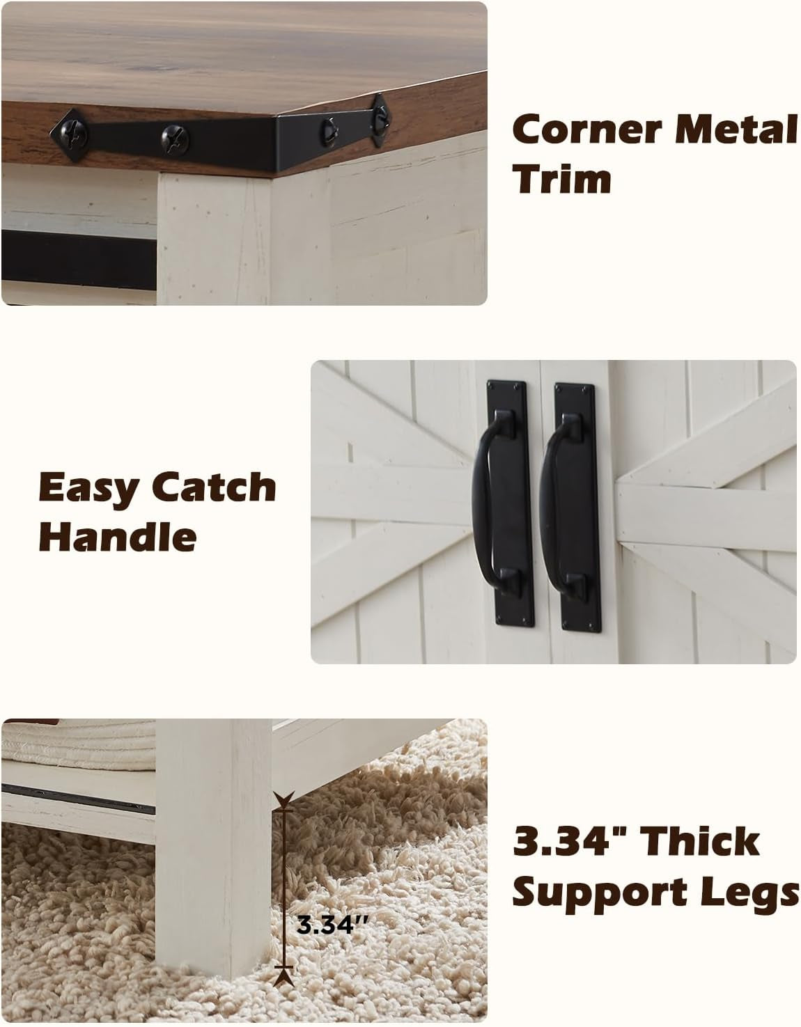 48" Farmhouse Lift Top Coffee Table with Sliding Barn Door,Rustic Center Table with Hidden Storage Compartment,Lifting Tabletop and Adjustable Shelf for Living Room,Office,Antique White