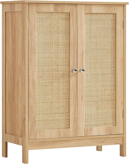 Storage Cabinet, Rattan Cabinet with Adjustable Shelf, for Living Room, Entryway, Kitchen, Home Office, Nature