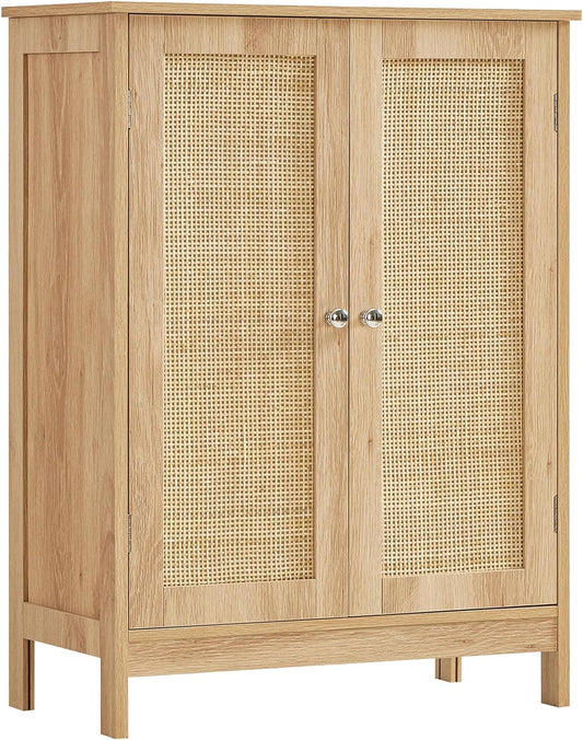 Storage Cabinet, Rattan Cabinet with Adjustable Shelf, for Living Room, Entryway, Kitchen, Home Office, Nature