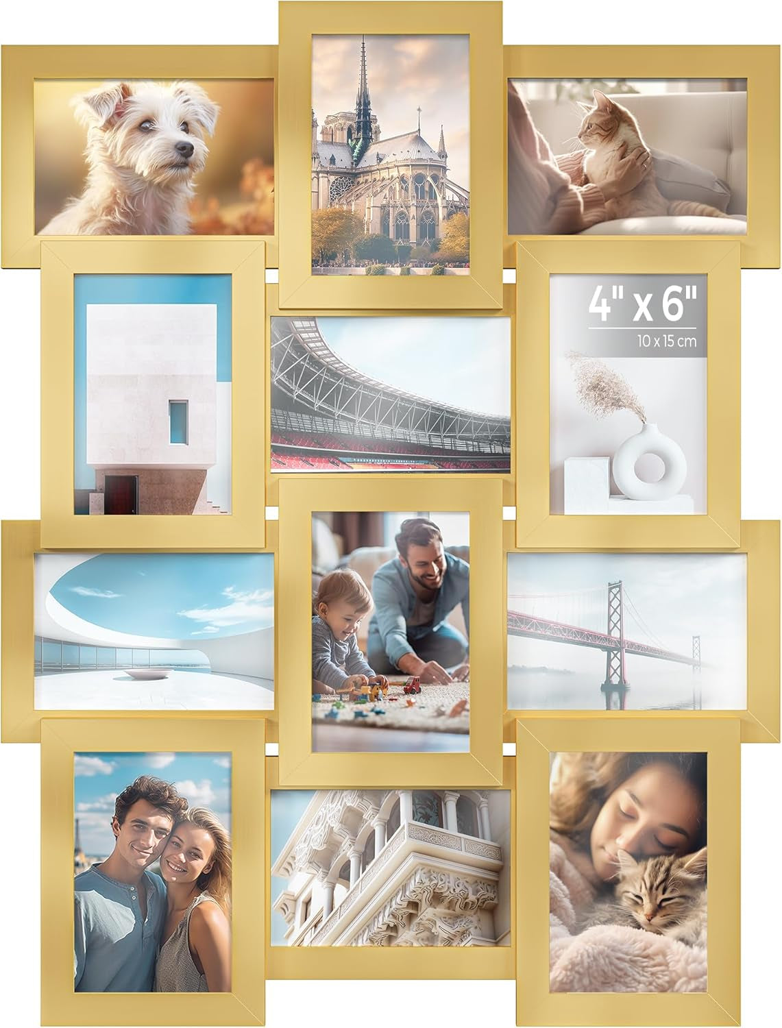 Collage Picture Frames, 4X6 for Wall Decor Set of 12, Multi Family Photo for Gallery Decor, Hanging Display, Assembly Required, Ink Black URPF26BK