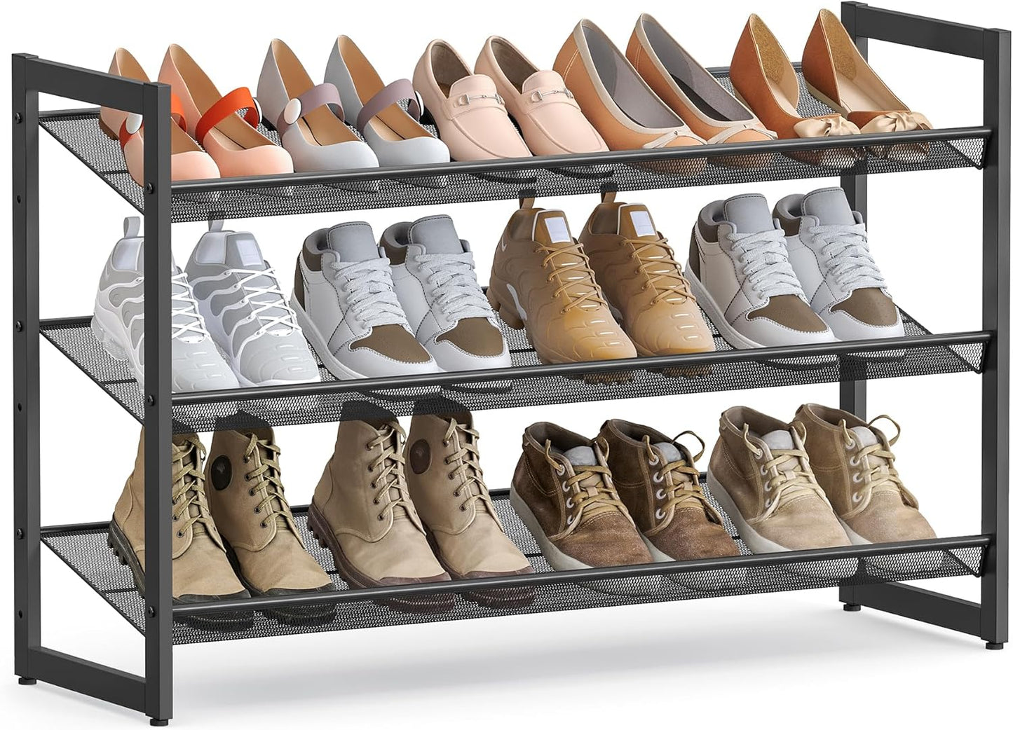 Shoe Rack, 5-Tier Shoe Organizer, Metal Shoe Storage for Garage, Stackable Shoe Shelf, with Adjustable Flat or Angled Shelves, 20-25 Pairs, Bronze ULMR05A