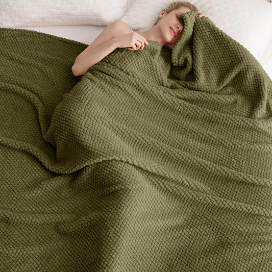 Super Soft 300GSM Green XL Throw Blanket for Couch, Couch Sofa Bed Throw, Lightweight Fuzzy Cozy Blankets for All Seasons Farmhouse, 50X70