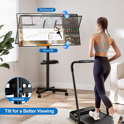Mobile TV Stand for 23-65 Inch LCD LED Flat/Curved Panel Screen Tvs, Height Adjustable Rolling Floor TV Cart with Tilt Mount and Shelf, Portable Stand Holds up to 110 Lbs, Max VESA 400X400Mm
