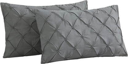 Lightweight Soft Microfiber Pillow Shams, Well Crafted Pinch Pleat, King Size (20X36) Grey Color 2 Pack