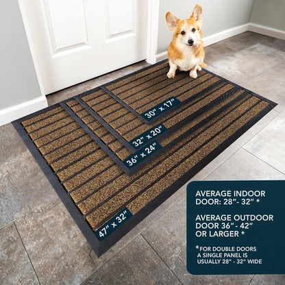 Extra Durable Door Mat - Dirt Trapping Outdoor Welcome Mats - Non-Slip Outdoor Indoor Entrance - Low Profile Front Doormat (30" X 17", Bright Brown)
