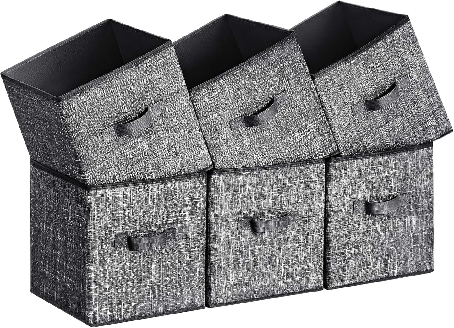 Storage Cubes, 13-Inch Non-Woven Fabric Bins with Double Handles, Set of 6, Closet Organizers for Shelves, Foldable, for Clothes, Cattail Gray UROB033G01