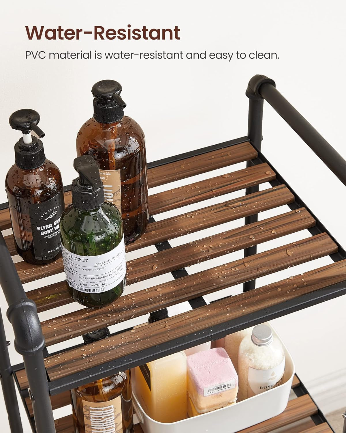 Bathroom Shelves, 5-Tier Storage Rack, Plant Flower Stand, 15.6 X 12.2 X 51 Inches, for Living Room, Balcony, Kitchen, Rustic Brown and Black UBSC25BXV2