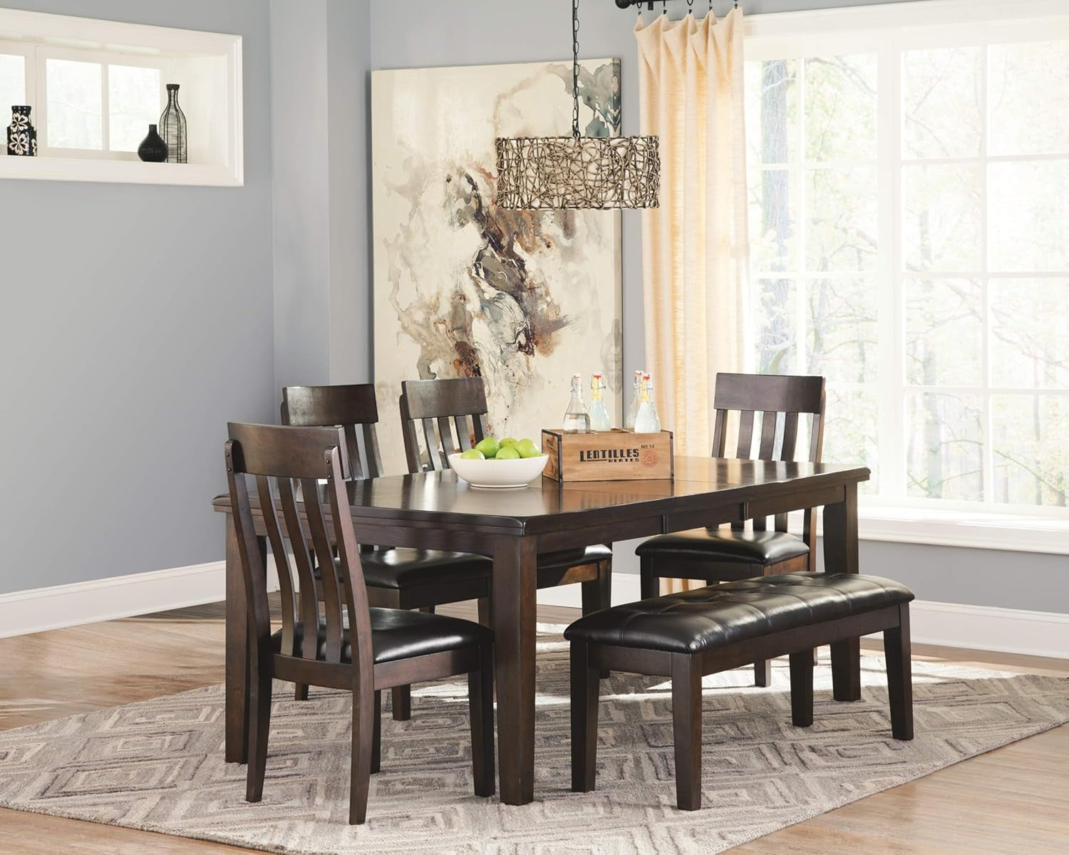 Haddigan Traditional Rectangular Dining Extension Table, Seats up to 8, Dark Brown