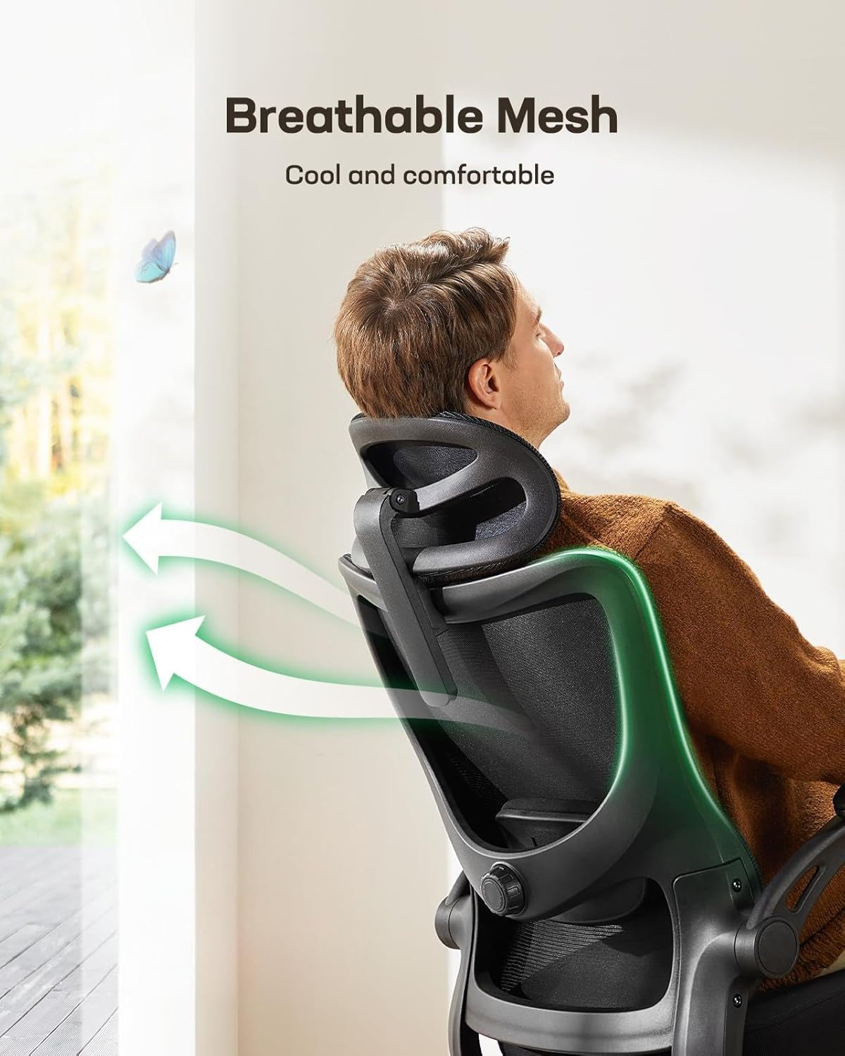 Ergonomic Office Chair: Office Desk Chair with High Back Mesh and Adjustable Lumbar Support Rolling Work Swivel Task Chairs with Wheel 3D Armrests and Headrest