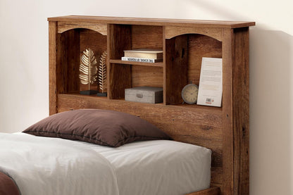 Model 6008K Twin Sized Bookcase Headboard and Twin Sized Platform Bed Combo in Mountain Oak