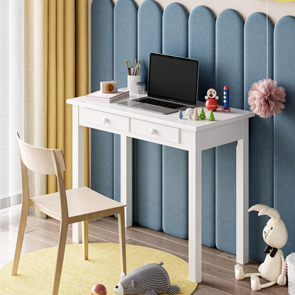 Small White Writing Desk with Hutch and USB Ports, 31.5 Inch Home Office Desk with Drawers, Study Table for Kids/Student, Makeup Dressing Table save Space Gifts