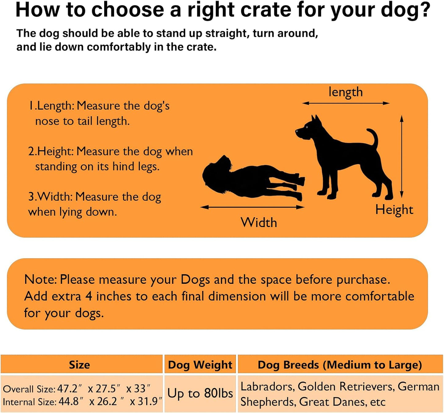 Dog Crate Furniture, 48 Inch Dog Crates for Medium/Large Breed, Farmhouse Wood Metal Kennel Indoor Heavy Duty Pet Cage with Caster Wheels (Brown)