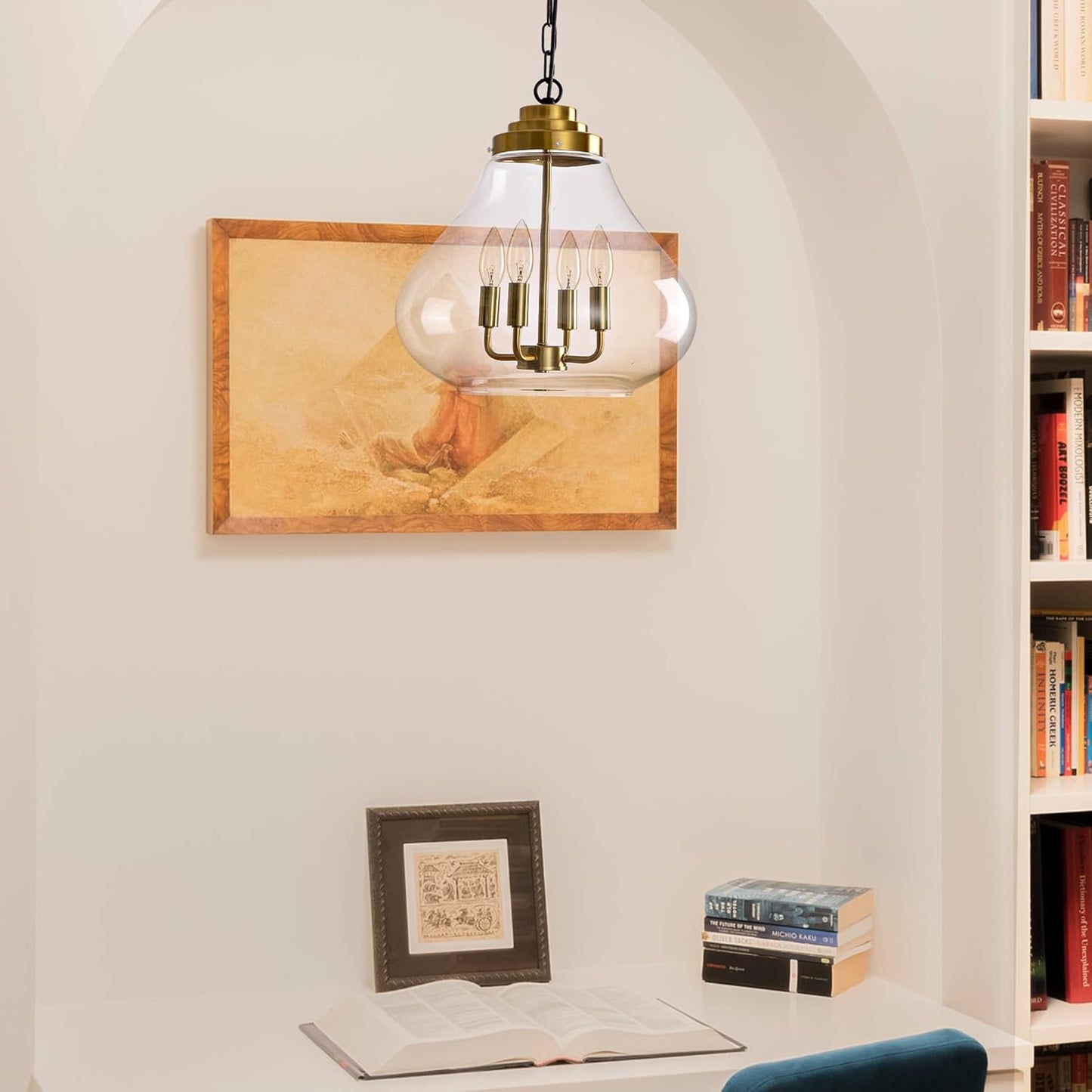 Glass Pendant Light Kitchen Island, 14" Modern Black Industrial Hanging Light Fixture Modern Black Pendant Lighting with Glass Shade for Dining Room Kitchen Island Foyer Hallway Entryway