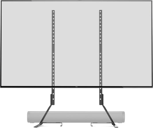 Universal TV Stand, Black - Height Adjustable up to 77 Inch, Compatible with Soundbars, Hold up to 80 Lbs