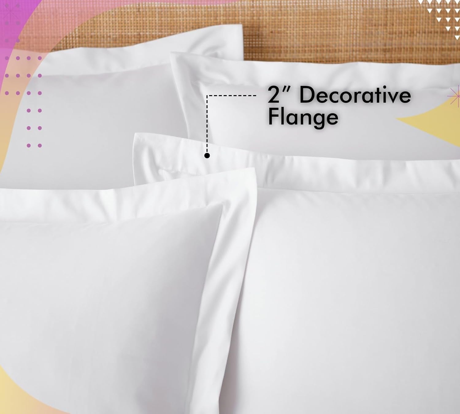 King Pillow Sham 20X36 Size, Set of 2 Long Staple 100% Egyptian Cotton Pillow Protector - Cushion Cover/Case Home Decorative - Hotel Style Soft & Breathable Envelope Closure, White