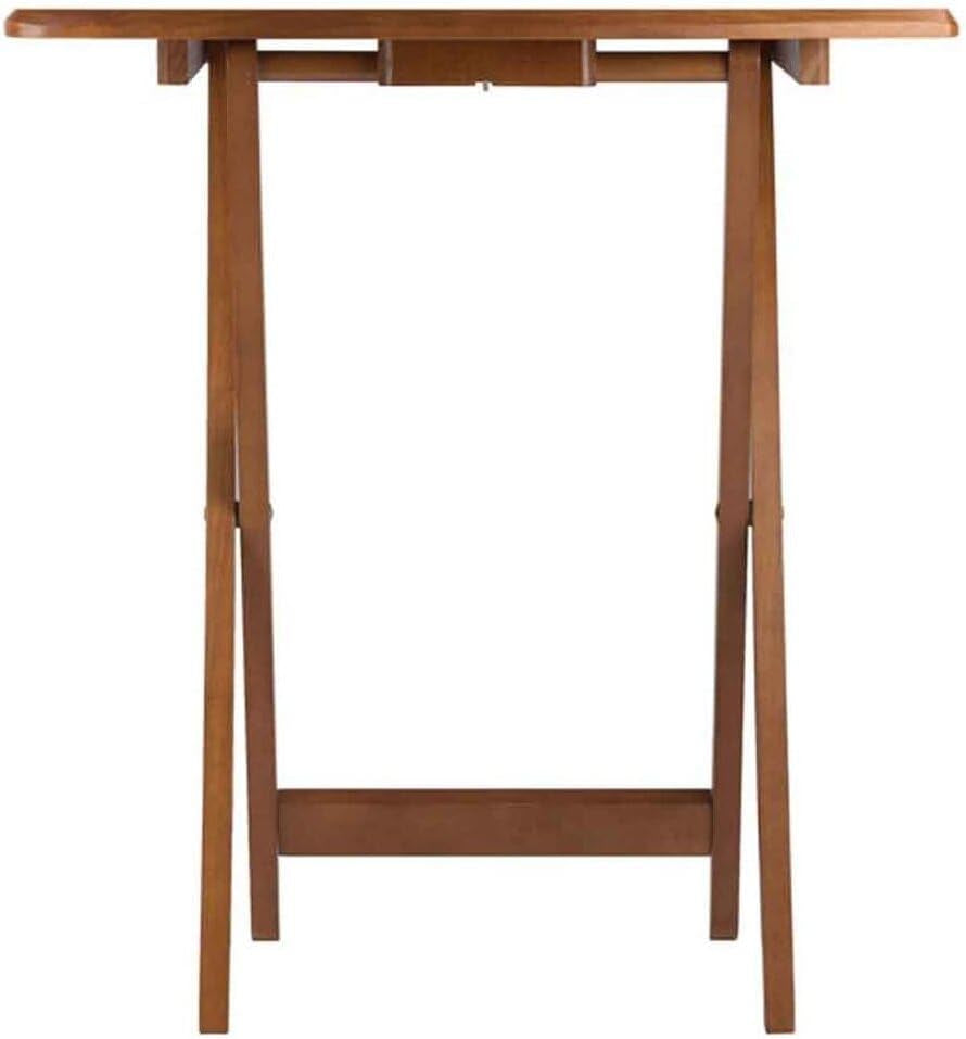 Renaissance Romance 5-Piece Oversize Snack Table Set with Solid Teak Finish, Curved Sides, Rounded Corners, and Sturdy Stand, 23.6" W X 15.75" D X 25.5" H Teak