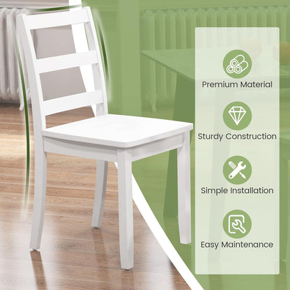 Wood Dining Chairs Set of 2 White - Wooden Armless Kitchen Chairs with Solid Rubber Wood Legs, Non-Slip Foot Pads, Max Load 400 Lbs, Farmhouse Style High Ladder Back Dining Room Chairs