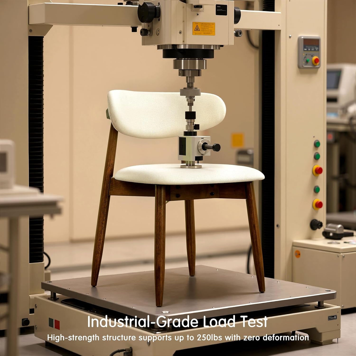 Dining Chairs Set of 4, Upholstered Wooden Dining Room Chairs, Mid Century Modern Fabric Kitchen Chair with Ergonomic Curved Backrest, Beige (Only Chairs)