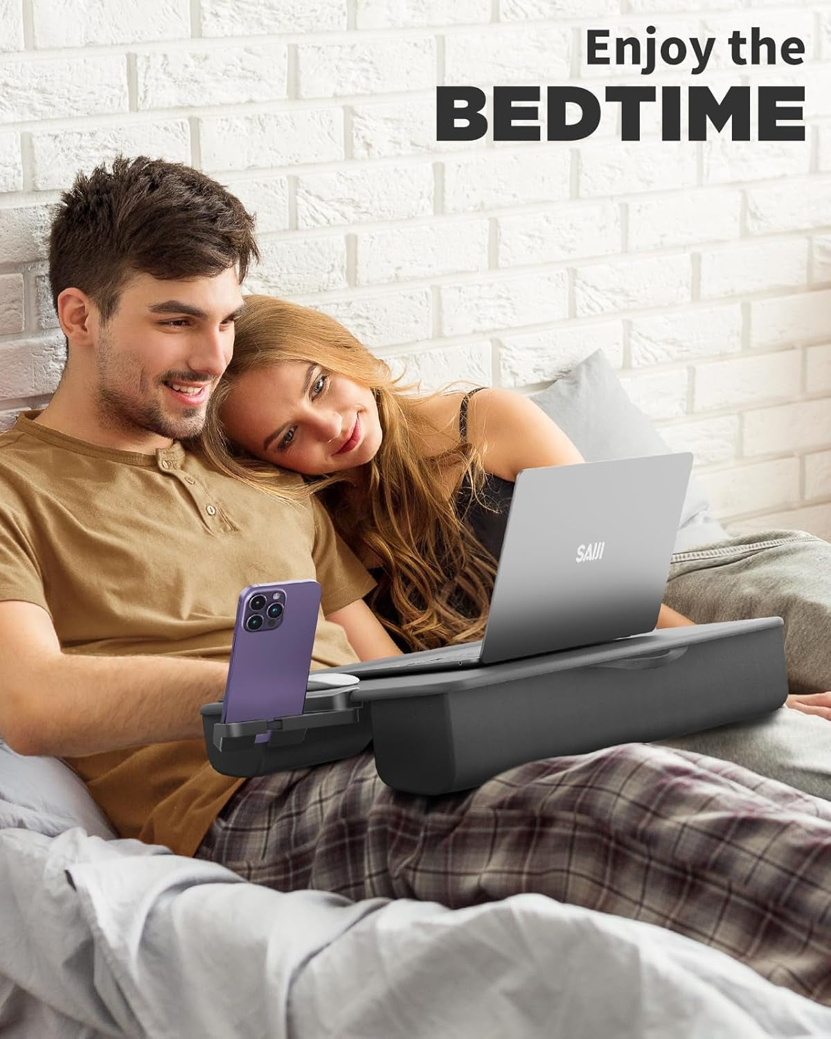 Laptop Lap Desk, Portable Laptop Desk for Bed - Fits up to 17" Laptops & Macbook,Lightweight Lap Tray Table with Storage Drawer, Lap Desk with Cushion, Lap Stand for Bed & Couch