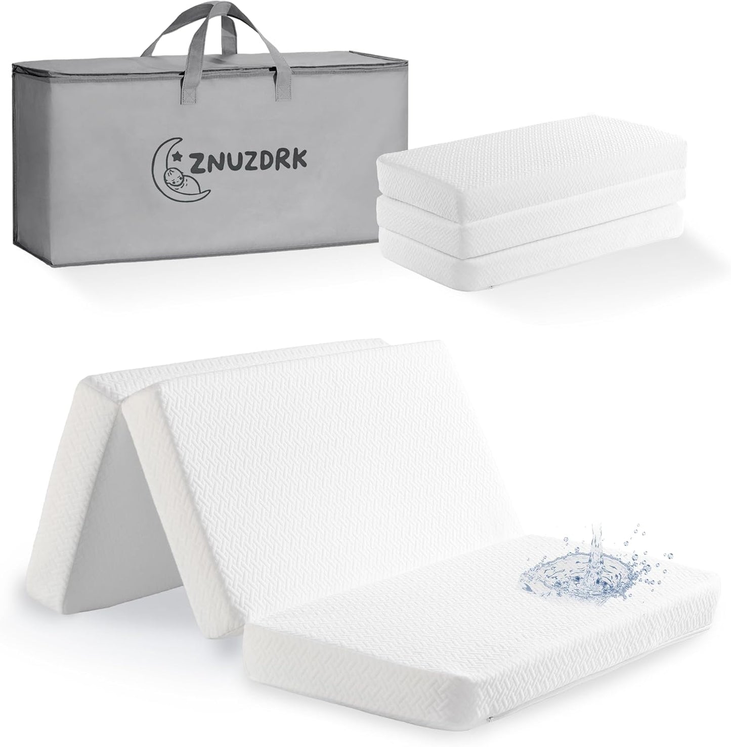 Pack and Play Mattress 38"X26", Tri-Fold Portable Pack N Play Mattresses for Playpens, Dual-Layer Crib Mattress with Waterproof Washable Breathable Cover for Infants and Toddlers