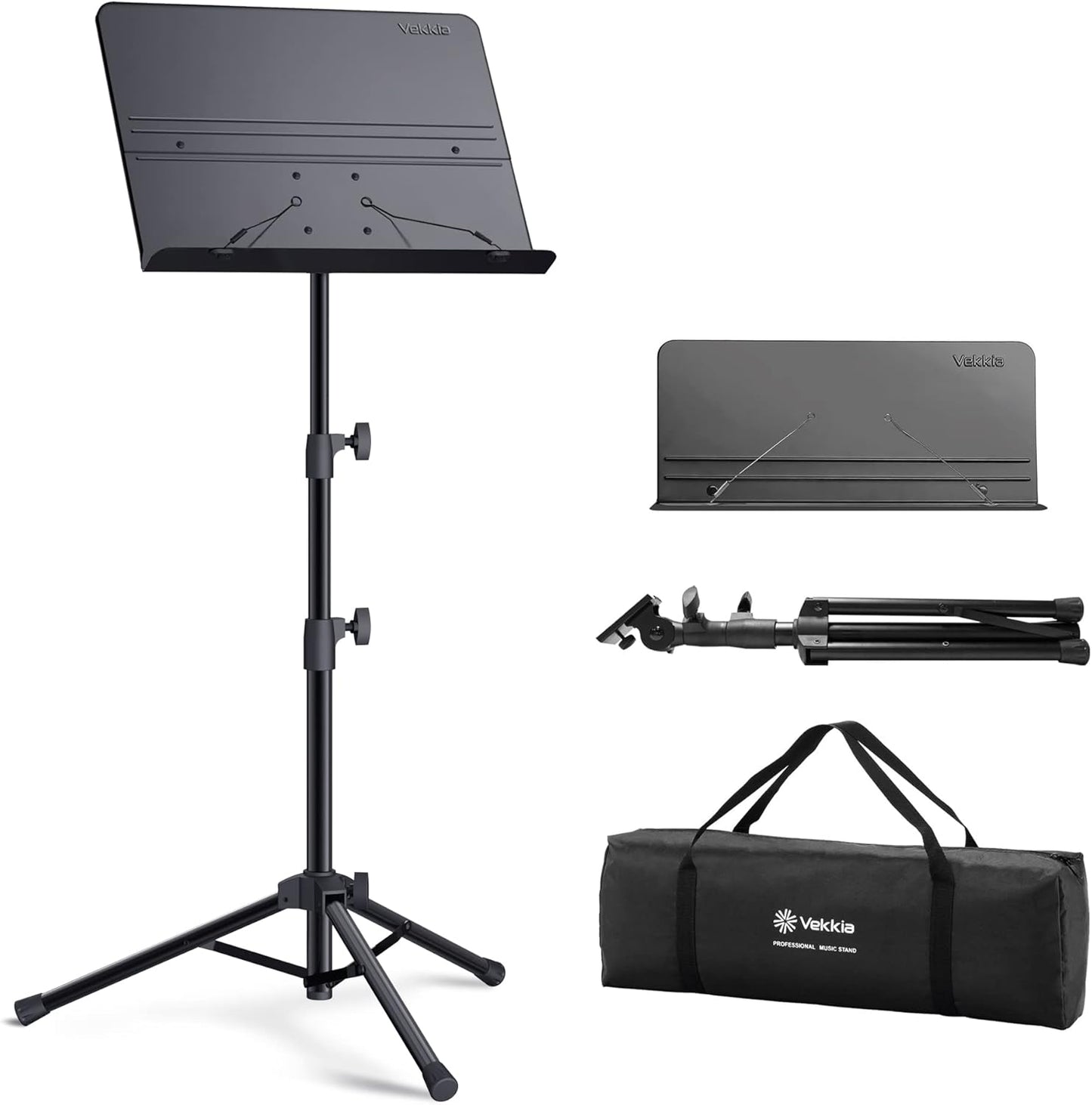 Professional Portable Sheet Music Stand - Folding Adjustable Holder, with Carrying Bag, Sturdy for Instrumental Performance, Band & Travel
