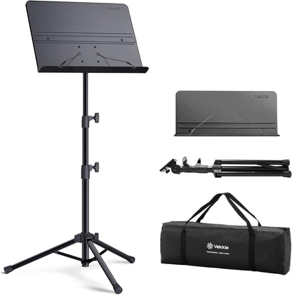 Professional Portable Sheet Music Stand - Folding Adjustable Holder, with Carrying Bag, Sturdy for Instrumental Performance, Band & Travel