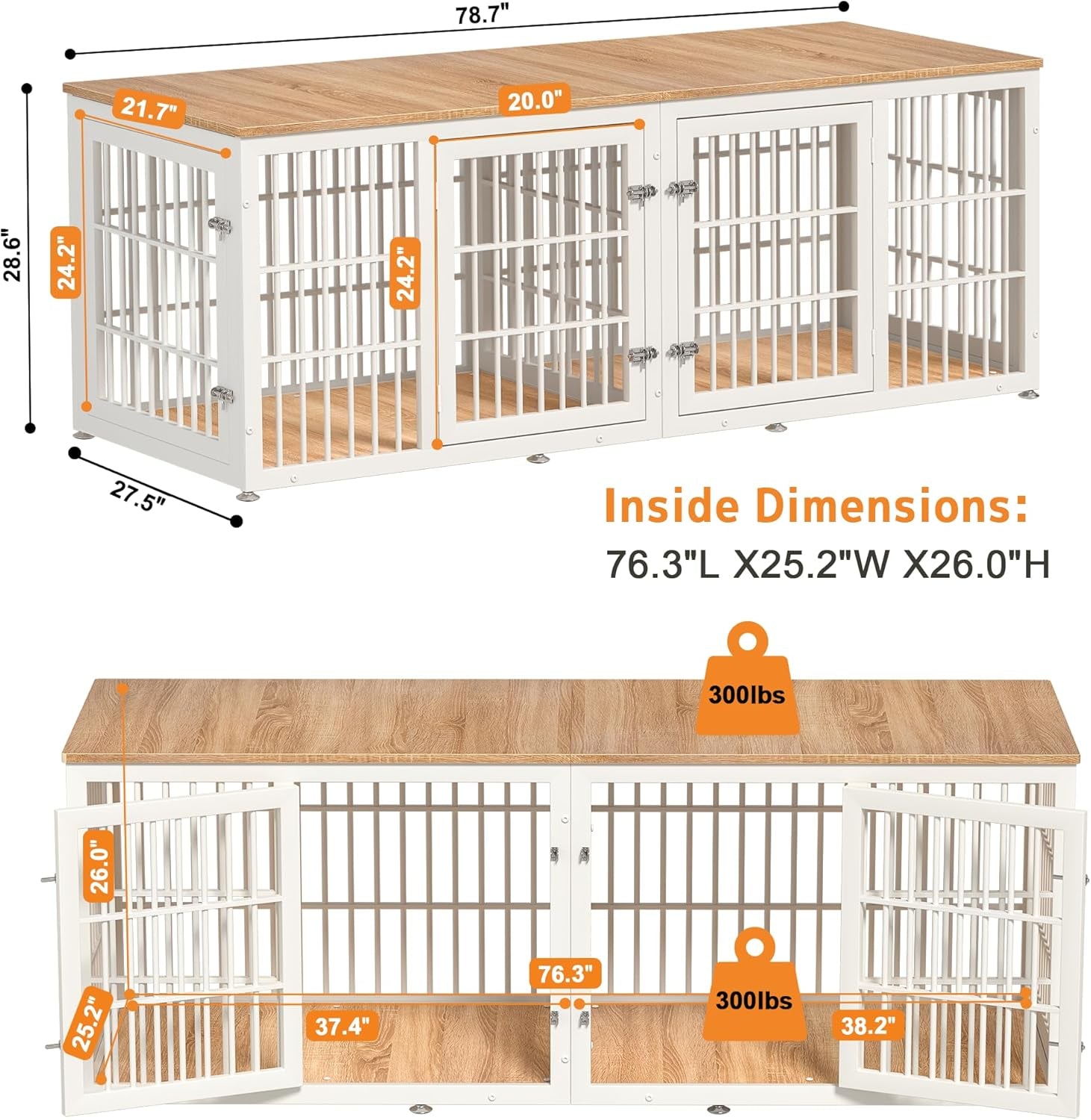 38 Inch Heavy Duty Dog Crate Furniture for Large and Medium Dogs, Decorative Pet House End Table, Wooden Cage Kennel Furniture Indoor, Gray